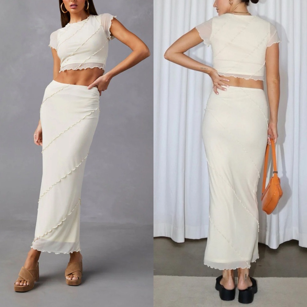 NWT Vici Markella Lettuce Trim Matching Set in Ivory Medium - Picture 1 of 9